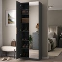 Ver imagem 2 de Sapateira Sublime 2 Portas com Espelho 100% MDF Cinza/Grafitto