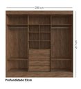 Ver imagem 2 de Guarda Roupa Casal Michigan 3 Portas 4 Gavetas 100% MDF com Espelho Castanho/Nude
