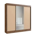 Ver imagem 1 de Guarda Roupa Casal Michigan 3 Portas 4 Gavetas 100% MDF com Espelho Castanho/Nude