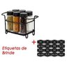 Porta Tempero Condimento 6 Potes Vidro Tampa Dosadora Suporte Preto Organização Cozinha - 2