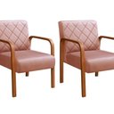 Ver imagem 2 de Kit 2 Poltronas Cadeira Decorativa Sala, Recepção Lara Rosa Rose
