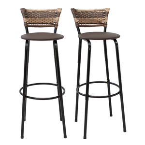 Kit 2 Banquetas 80cm para Balcão Ilha Bancada Área Gourmet Encosto em Junco Banco Itagold