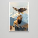 Ver imagem 3 de Quadro Decorativo Águia e o Leão na Montanha Sala Quarto Casa Escritório