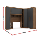 Ver imagem 3 de Guarda-Roupa Modular Solteiro 6 Portas 2 Gavetas Gênova Plus Ipê Wood/Grafite