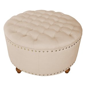 Puff Amora 70 cm Suede Preto SLK Decor Amara Bege