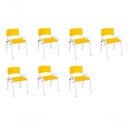 Ver imagem 1 de Kit 7 Cadeira Iso Infantil Creche, Base Branco Amarelo