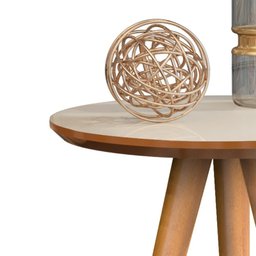 Mesa de Apoio Classic com Pés Palito para Sala ou Escritório - Off White com Freijó - 2