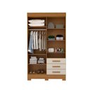 Ver imagem 3 de Guarda-Roupa Solteiro 4 Portas 3 Gavetas Capelinha com Espelho 100% MDF 119cm Nerina Espresso Móveis Off White/Cinamomo