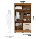 Ver imagem 4 de Guarda-Roupa Solteiro 4 Portas 3 Gavetas Capelinha com Espelho 100% MDF 119cm Nerina Espresso Móveis Off White/Cinamomo