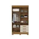 Ver imagem 3 de Guarda-roupa Solteiro 119cm 4 Portas 3 Gavetas Capelinha com Espelho 100% Mdf Débora Espresso Móveis