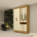 Ver imagem 1 de Guarda-roupa Solteiro 119cm 4 Portas 3 Gavetas Capelinha com Espelho 100% Mdf Débora Espresso Móveis