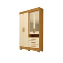Ver imagem 2 de Guarda-Roupa Solteiro 4 Portas 3 Gavetas Capelinha com Espelho 100% MDF 119cm Nerina Espresso Móveis Off White/Cinamomo