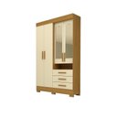 Ver imagem 2 de Guarda-roupa Solteiro 119cm 4 Portas 3 Gavetas Capelinha com Espelho 100% Mdf Débora Espresso Móveis