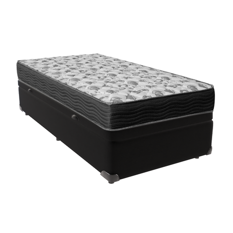 Cama Box com Baú Solteiro Preto Ortobom Colchão Iso100 D33