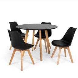 Conjunto Mesa Jantar Leda 90 cm + 4 Cadeiras Leda Saarinen Preta - 2