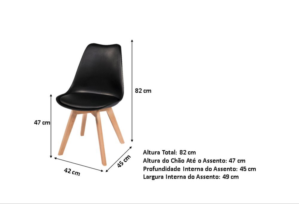 Conjunto Mesa Jantar Leda 90 cm + 4 Cadeiras Leda Saarinen Preta - 9