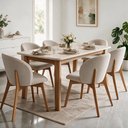 Ver imagem 2 de Kit 06 Cadeiras de Jantar e Estar Living Estofada Mia L02 Bouclê Creme - Lyam Decor