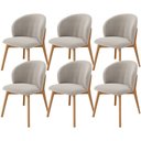 Ver imagem 1 de Kit 06 Cadeiras de Jantar e Estar Living Estofada Mia L02 Bouclê Creme - Lyam Decor