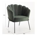 Ver imagem 3 de Poltrona Decorativa Estocolmo Pétala Tecido Veludo Verde Musgo Pés Aço Preto Epóxi Poltronas do Sul