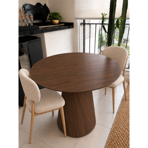 Mesa de Jantar Redonda 90cm - MDF Tabaco