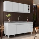 Ver imagem 2 de Armário Aéreo Nevada e Balcão Gabinete 180cm Com Pia Dallas Branco - Lumil Lumil Móveis Nevada/Dalla