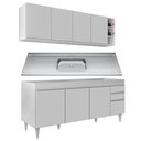 Ver imagem 1 de Armário Aéreo Nevada e Balcão Gabinete 180cm Com Pia Dallas Branco - Lumil Lumil Móveis Nevada/Dalla