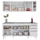 Ver imagem 3 de Armário Aéreo Nevada e Balcão Gabinete 180cm Com Pia Dallas Branco - Lumil Lumil Móveis Nevada/Dalla