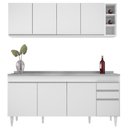 Ver imagem 7 de Armário Aéreo Nevada e Balcão Gabinete 180cm Com Pia Dallas Branco - Lumil Lumil Móveis Nevada/Dalla