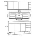 Ver imagem 4 de Armário Aéreo Nevada e Balcão Gabinete 180cm Com Pia Dallas Branco - Lumil Lumil Móveis Nevada/Dalla