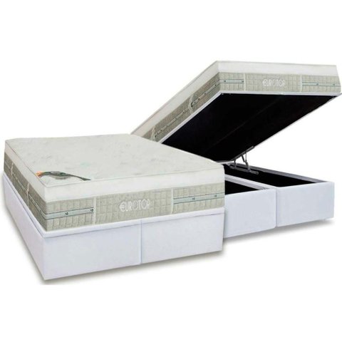 Cama Box Baú Queen: Colchão Molas Pocket Ensacadas Castor Eurotop Summer e Winter + Base Ctc