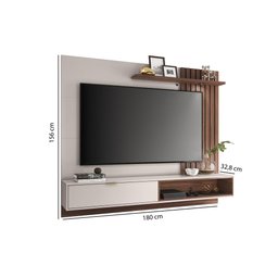 Rack com Painel Suspenso Tocantins 180 cm para TV de até 60 - Off White/Nogueira - 5