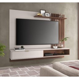 Rack com Painel Suspenso Tocantins 180 cm para TV de até 60 - Off White/Nogueira - 1