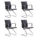 Ver imagem 1 de Kit 4 Cadeiras para Escritório Interlocutor Fixa Esteirinha Corino Office Preto