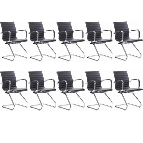 Kit 10 Cadeiras para Escritório Interlocutor Fixa Esteirinha Corino Office