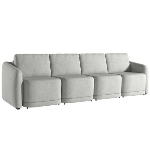 Sofá Cama Casal para Sala 356cm Polska K04 Linho Cinza - Mpozenato