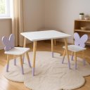 Ver imagem 1 de Mesa e 2 Cadeiras Infantil Borboletinha Kit Livro Educativo em Madeira - Lilás