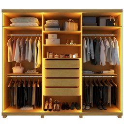 Guarda Roupa Absolut 6 Portas Reflecta Led Naturale - Gelius - 4