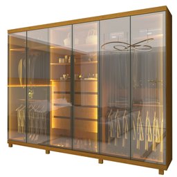 Guarda Roupa Absolut 6 Portas Reflecta Led Naturale - Gelius - 7