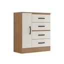 Ver imagem 3 de Cômoda para Quarto 4 Gavetas e 1 Porta Lite Marrom/Nature/Off White