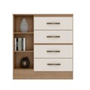 Ver imagem 2 de Cômoda para Quarto 4 Gavetas e 1 Porta Lite Marrom/Nature/Off White