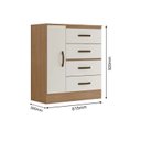 Ver imagem 4 de Cômoda para Quarto 4 Gavetas e 1 Porta Lite Marrom/Nature/Off White