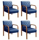 Ver imagem 1 de Kit 4 Poltronas Cadeira Decorativa Sala, Recepção Lara Azul Marinho
