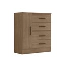 Ver imagem 2 de Cômoda para Quarto 4 Gavetas 01 Porta Lite Marrom/Carvalho/Oak