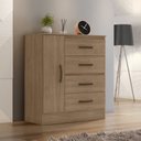 Ver imagem 1 de Cômoda para Quarto 4 Gavetas 01 Porta Lite Marrom/Carvalho/Oak