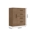 Ver imagem 3 de Cômoda para Quarto 4 Gavetas 01 Porta Lite Marrom/Carvalho/Oak