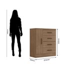 Ver imagem 5 de Cômoda para Quarto 4 Gavetas 01 Porta Lite Marrom/Carvalho/Oak