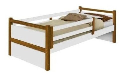 Cama Solteiro Bianca com Proteção Lateral e Auxiliar Branco / Mel - Branco - 2