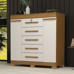 Cômoda 120cm 2 Portas 5 Gavetas 100% Mdf Coleus Espresso Móveis - 1