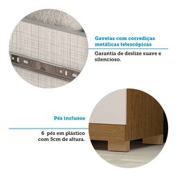 Cômoda 120cm 2 Portas 5 Gavetas 100% Mdf Coleus Espresso Móveis - 8