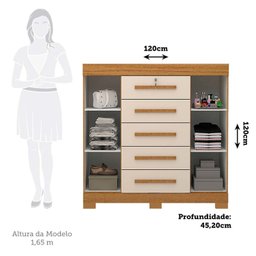Cômoda 120cm 2 Portas 5 Gavetas 100% Mdf Coleus Espresso Móveis - 4